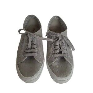 Superga 41 Gray Canvas Sneakers Lace Up Shoes W 9.5 Men 8